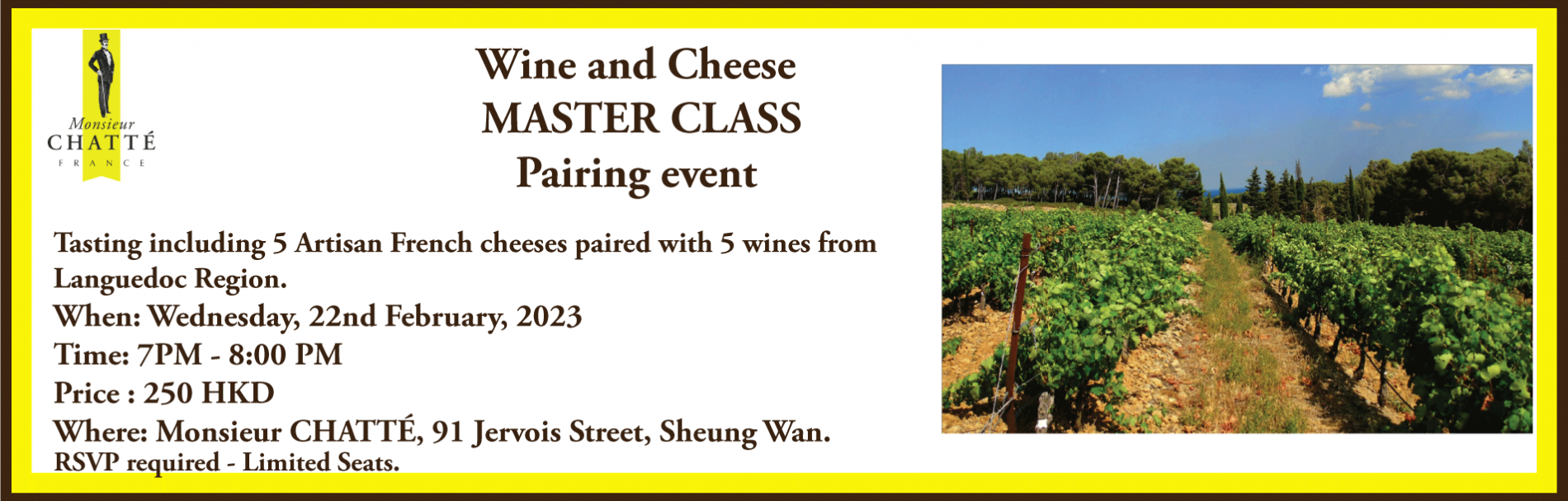 WINE AND CHEESE MASTERCLASS - LANGUEDOC REGION